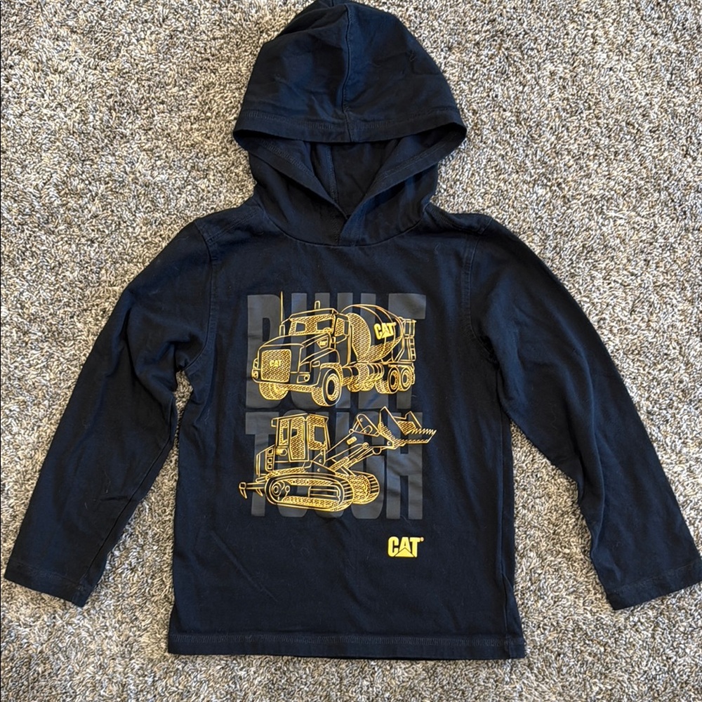 CAT Black and Yellow Long Sleeve Tee with Construction Graphic